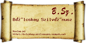 Bölcskey Szilvánusz névjegykártya